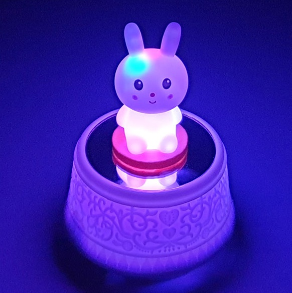 LED 회전 오르골 뮤직박스(흰 토끼)