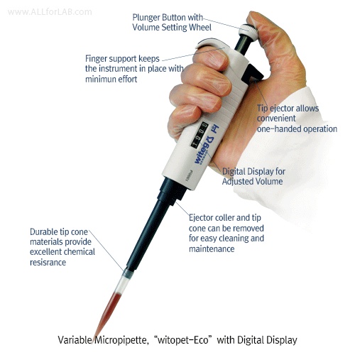 Witeg® Witopet-eco™ Variable Micropipette 마이크로 피펫